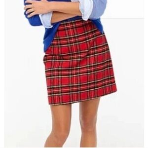 J Crew Factory Red Tartan A-line Skirt